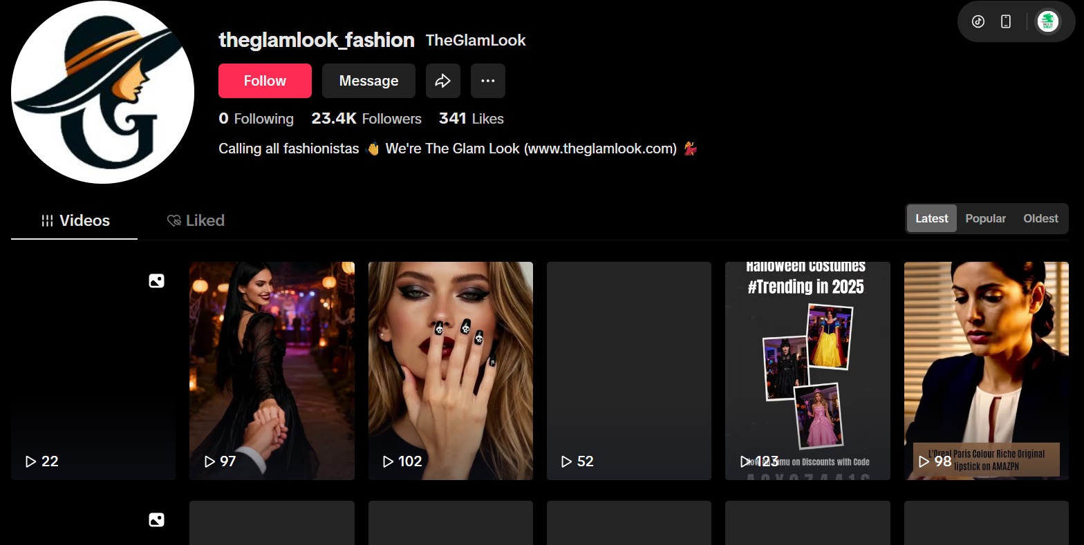 The Glam Look TikTok Page